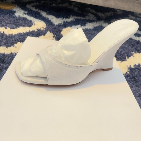 NIB Maryam Nassir Zadeh Lido Suede Wedge Slip On Sandal in Pearl Size 39.5 - Picture 5 of 11